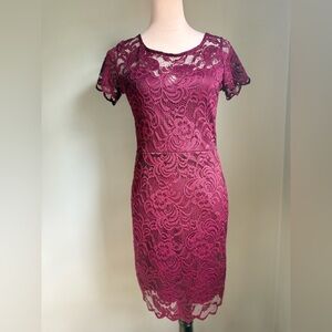Ambiance Lace Mini Dress in Burgundy